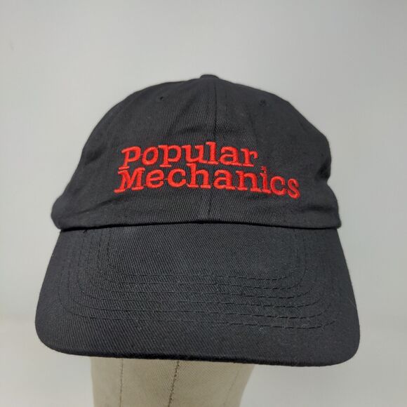 Popular Mechanics Men's Strapback Hat Black Embroidered Logo - Picture 2 of 9
